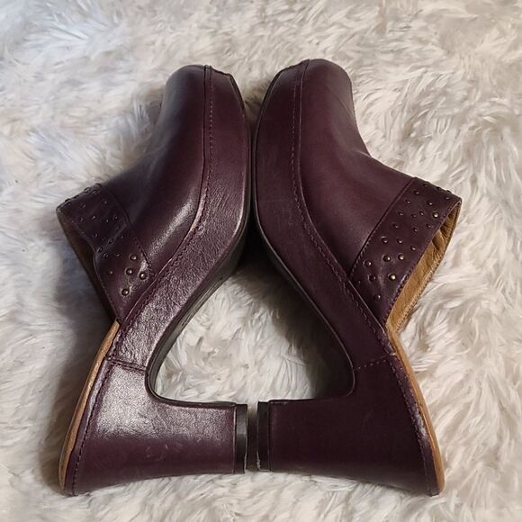 Easy Spirit Purple Leather Platform Clogs 7.5W - Picture 4 of 6